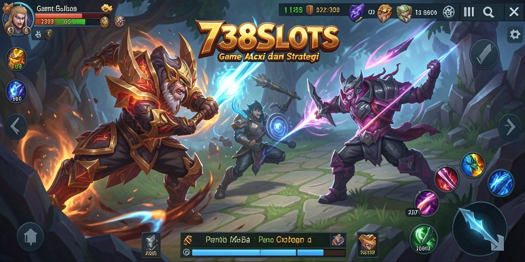 Tampilan gameplay MOBA yang mendebarkan dalam 738SLOTS.