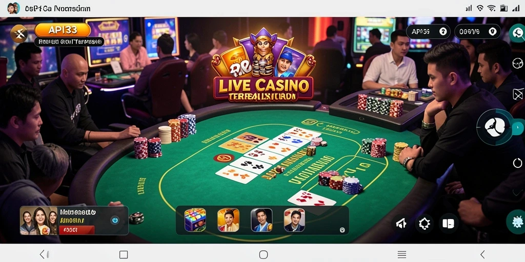 Screenshot utama API33 menampilkan gameplay live casino yang mendebarkan.