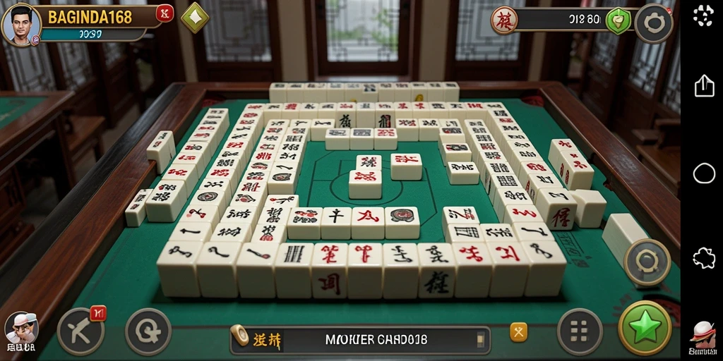 Tampilan gameplay menarik dari BAGINDA168 dengan tampilan ubin Mahjong.