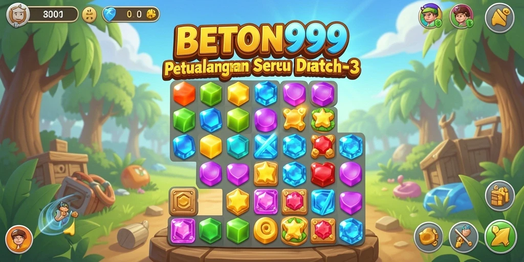 Tampilan gameplay seru dalam BETON999 dengan tantangan Match-3.