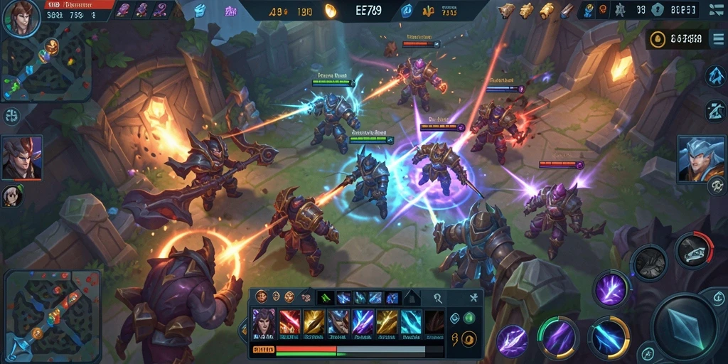 Tampilan gameplay seru di EE789 MOBA dengan strategi tim yang mendebarkan.