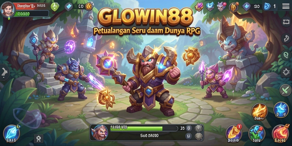 Tangkapan layar GLOWIN88 menampilkan aksi seru dalam pertempuran RPG.