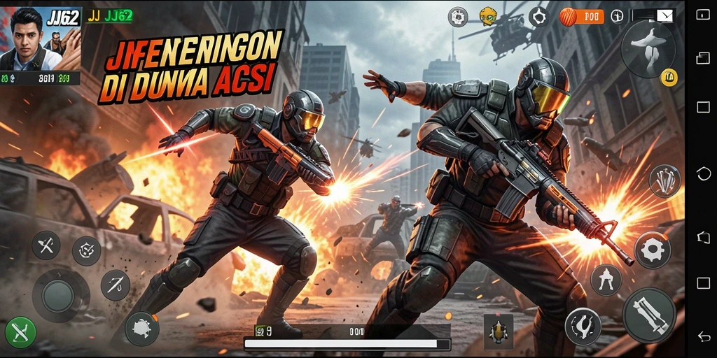 Tangkapan layar menampilkan aksi seru dalam gameplay JJ62.