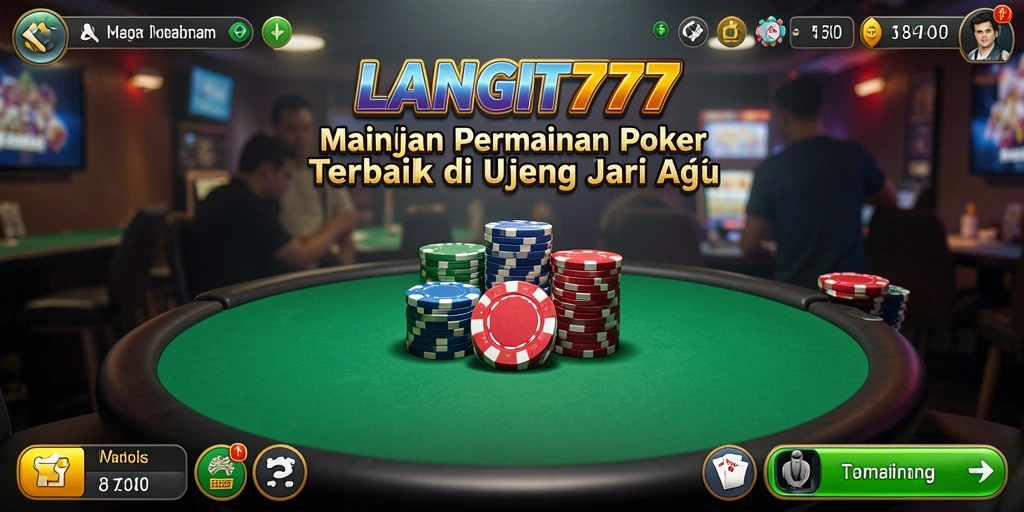 Tampilan antarmuka gameplay poker yang menarik dan interaktif.