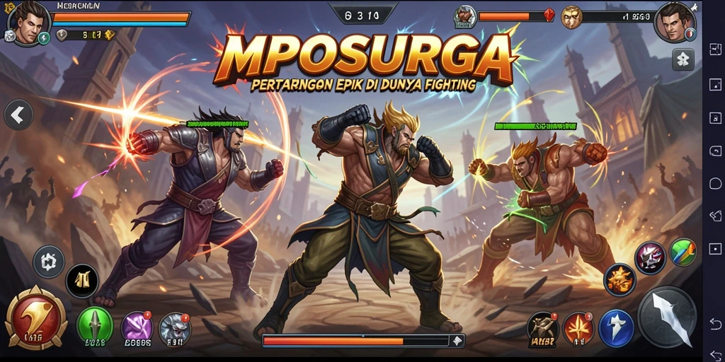 Tampilan gameplay MPOSURGA yang intens dan penuh aksi Fighting.